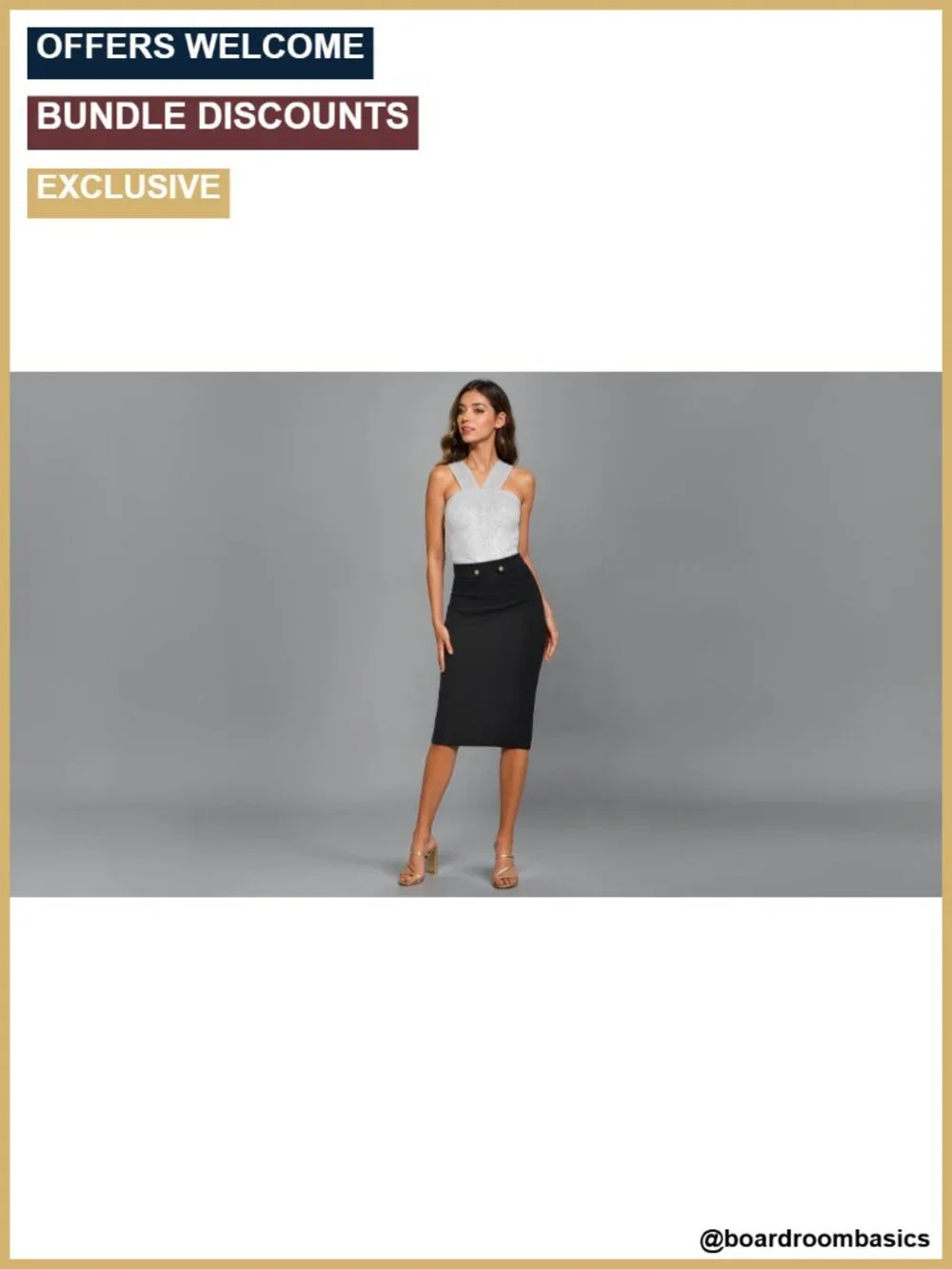 Womens Pencil Skirt Premium Nylon Ponte Stretch Office Below Knee Pull On